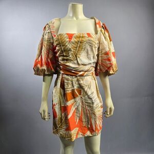 ASOS Orange Tan Puff Sleeve Mini Sundress R7